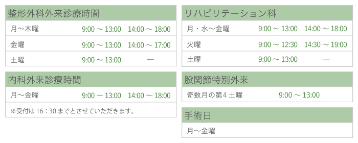 診療時間のご案内