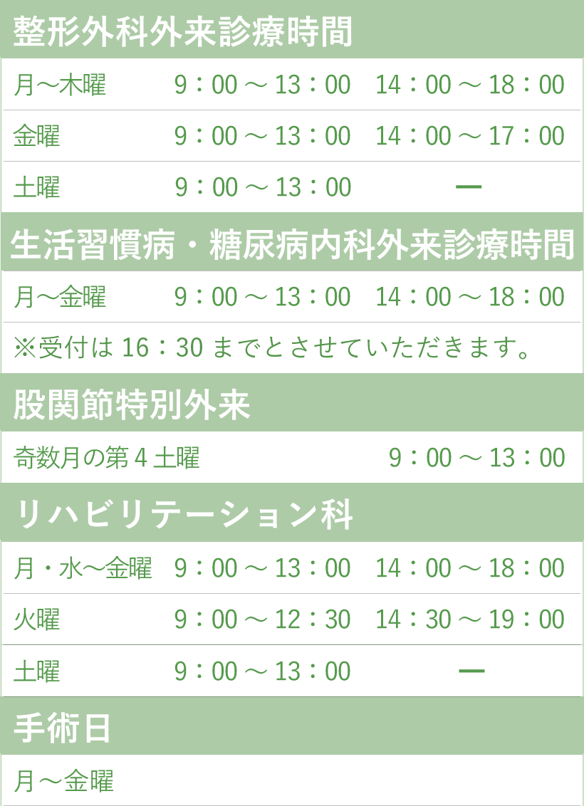 外来診療時間 手術日