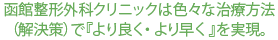 函館整形外科クリニックは色々な治療方法（解決策）で『より良く・ より早く 』を実現。